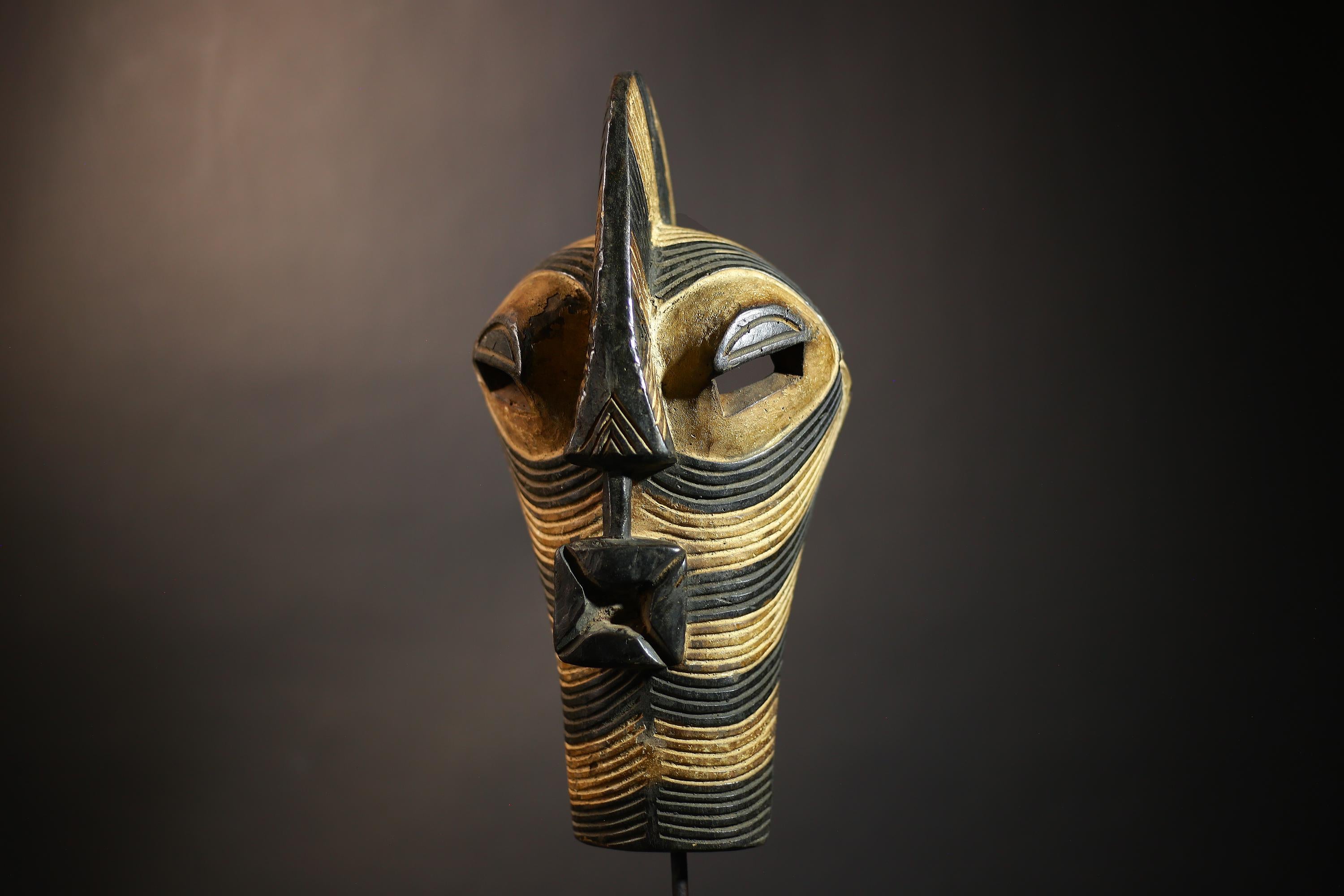 African Tribal Mask | Unique Kifwebe Wood Art | Carved Vertical Design | Handcrafted Decor Piece | Cultural Wall Hanging | Ethnic -G4667