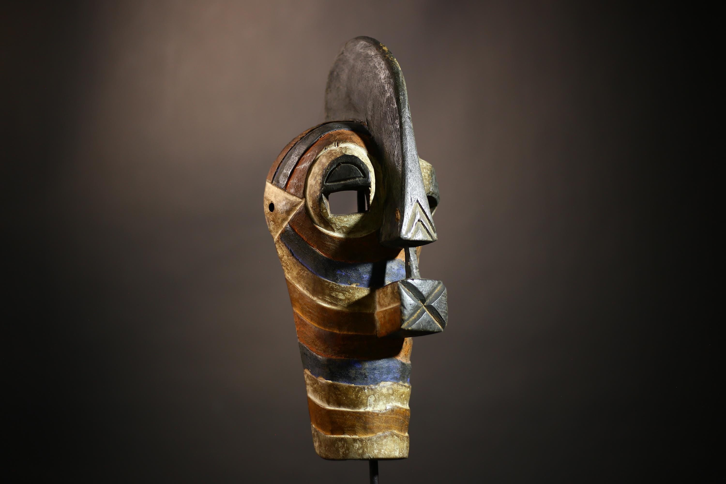 African Wood Mask | Antique Kifwebe Art | Songye Tribal Decor | Unique Home Accent | Handcrafted Wall Piece | Cultural Heritage Art-G4668