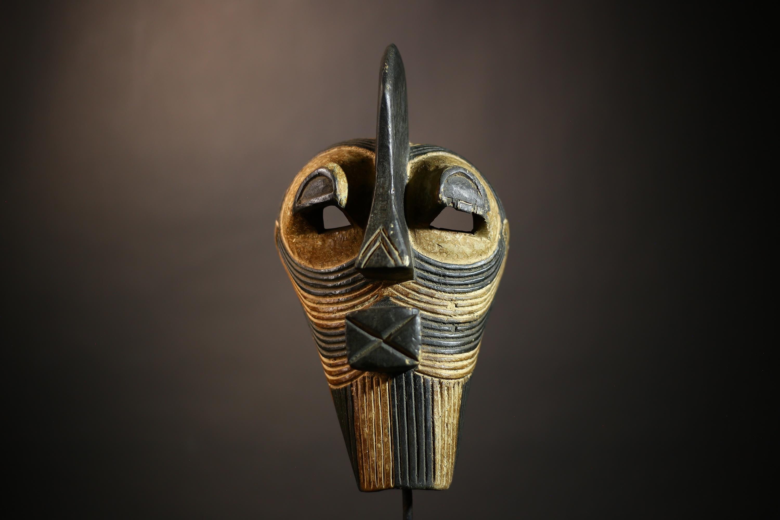 African Wood Mask | Antique Kifwebe Tribal Art | Unique Authentic Decor | Songye Heritage Piece | Handcrafted Wall Accent | Cultural -G4669