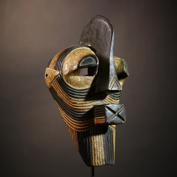 African Wood Mask | Antique Kifwebe Tribal Art | Unique Authentic Decor | Songye Heritage Piece | Handcrafted Wall Accent | Cultural -G4669