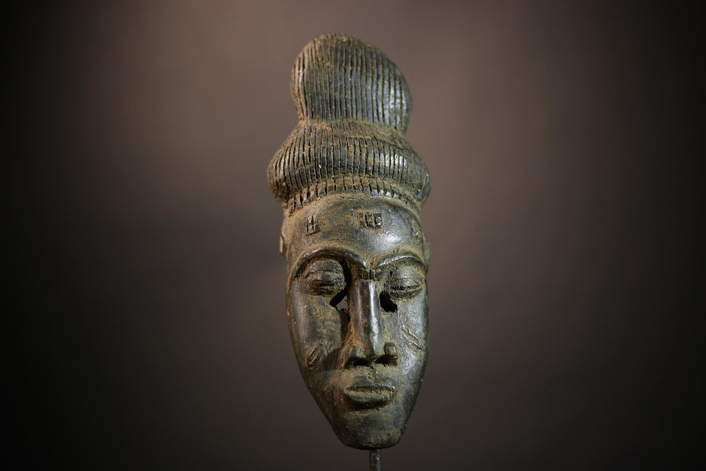 African Baule Mask | Hand Carved Tribal Face Art | Unique Wall Decor Accent | Ethnic Home Decor Piece | Artisan Crafted Mask -G4680