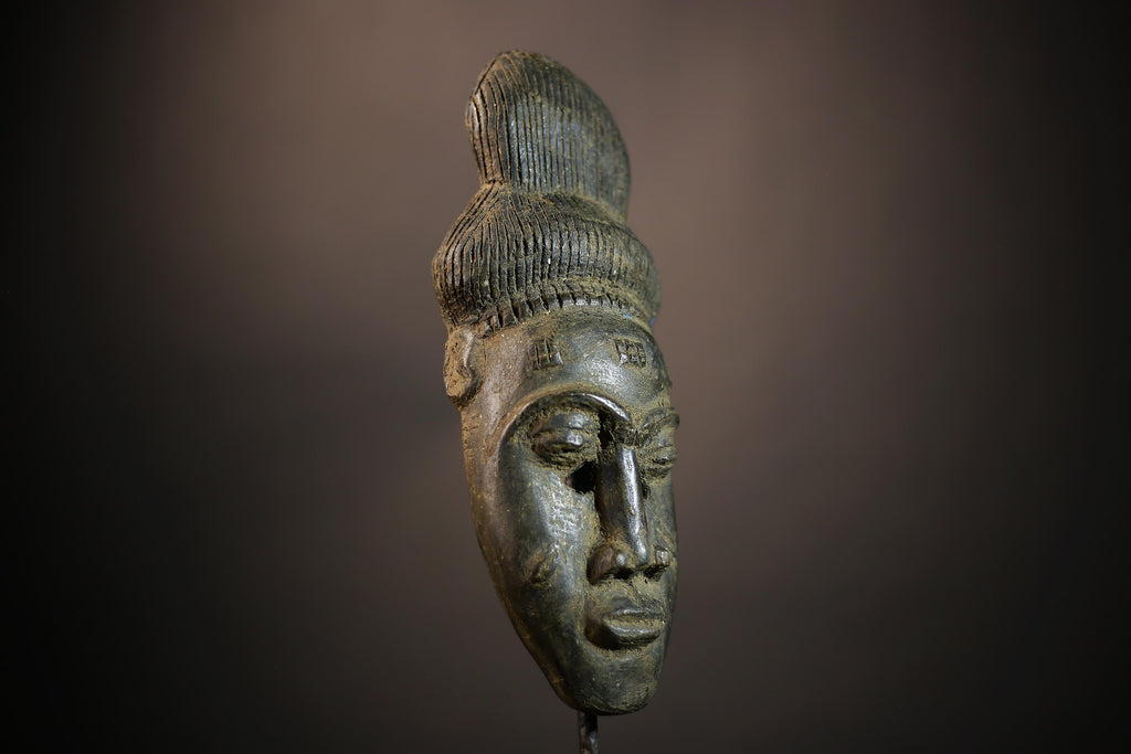 African Baule Mask | Hand Carved Tribal Face Art | Unique Wall Decor Accent | Ethnic Home Decor Piece | Artisan Crafted Mask -G4680