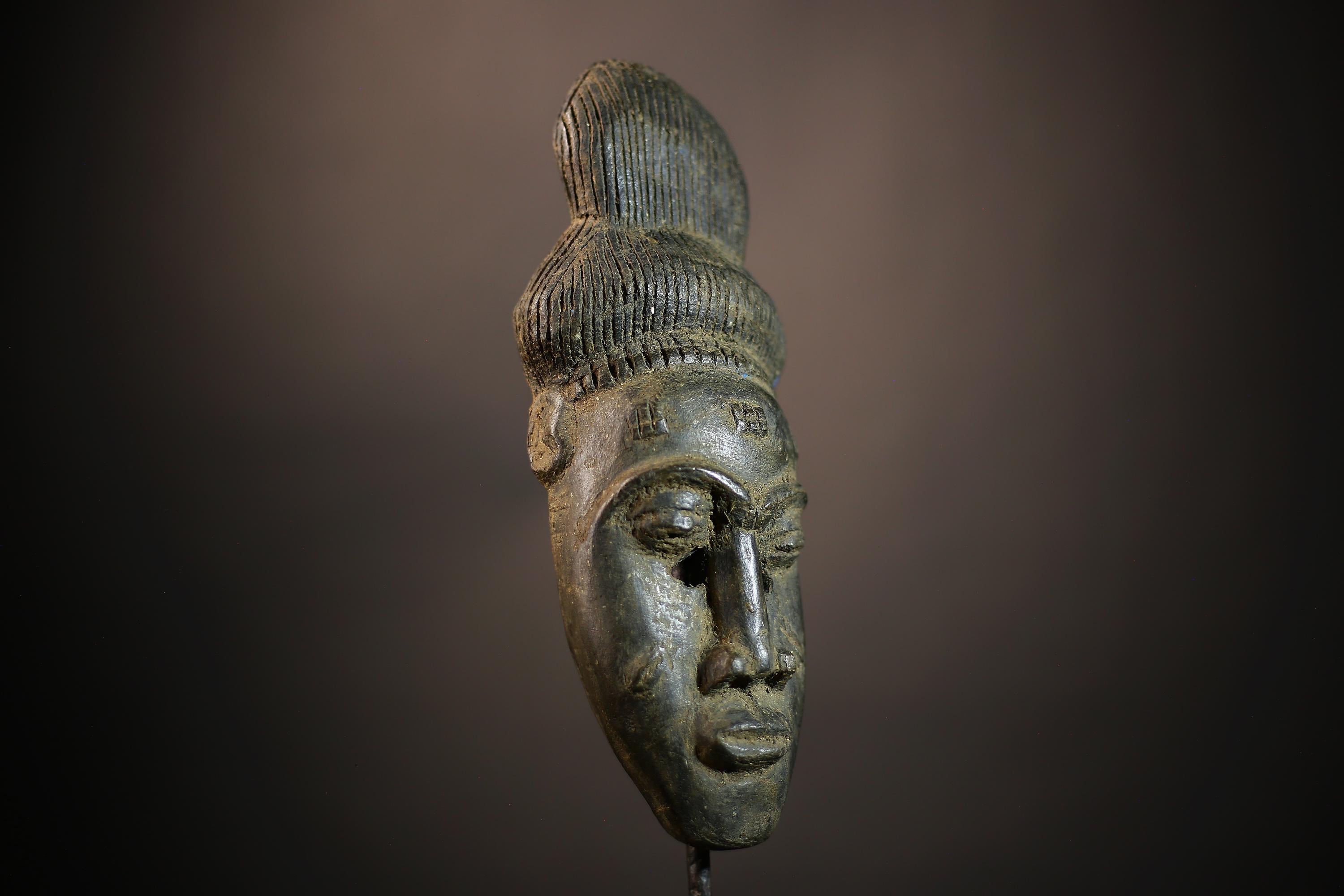 African Baule Mask | Hand Carved Tribal Face Art | Unique Wall Decor Accent | Ethnic Home Decor Piece | Artisan Crafted Mask -G4680