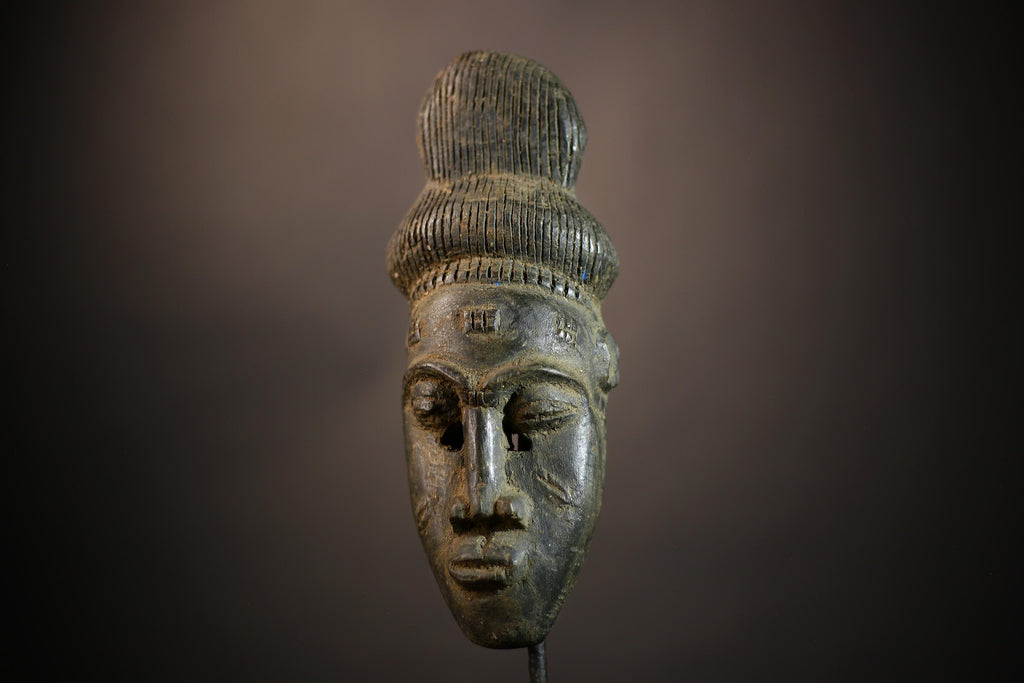 African Baule Mask | Hand Carved Tribal Face Art | Unique Wall Decor Accent | Ethnic Home Decor Piece | Artisan Crafted Mask -G4680