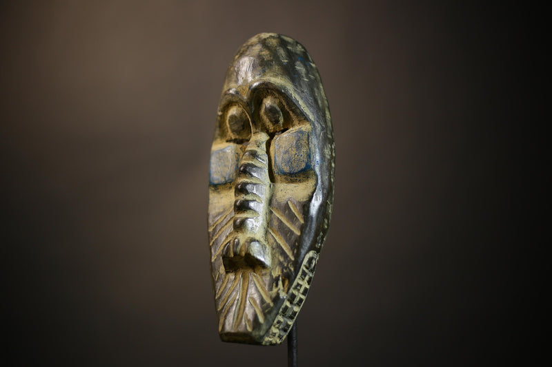 African Baule Mask | Antique Hand Carved Art | Unique Wall Hanging Decor | Tribal Cultural Piece | Ethnic Home Accent | Collectible -G4686