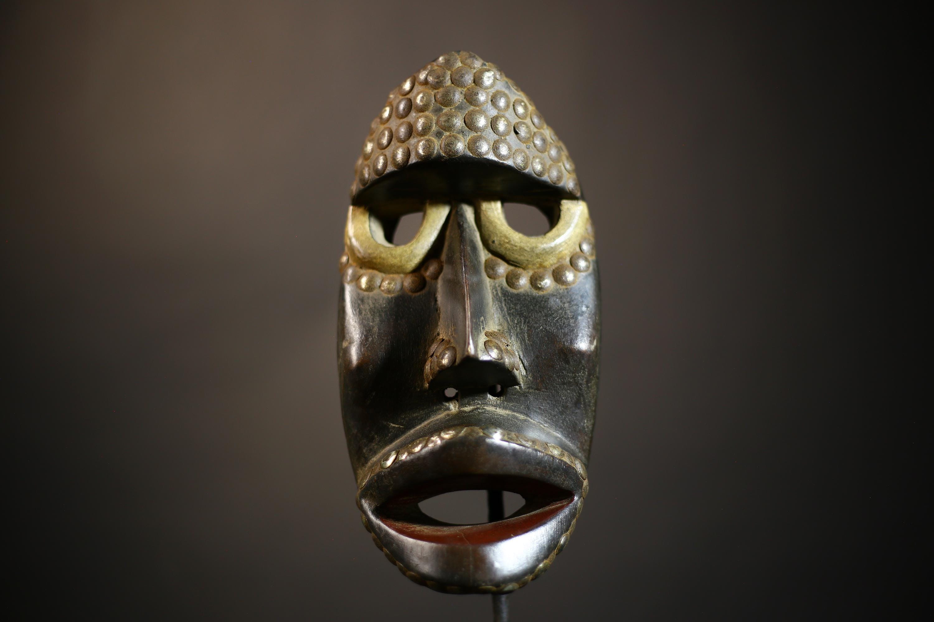 African Dan Mask | Vintage Hand Carved Wood | Tribal Face Art Decor | Unique Wall Hanging Piece | Ethnic Cultural Accent | Collector's-G4684