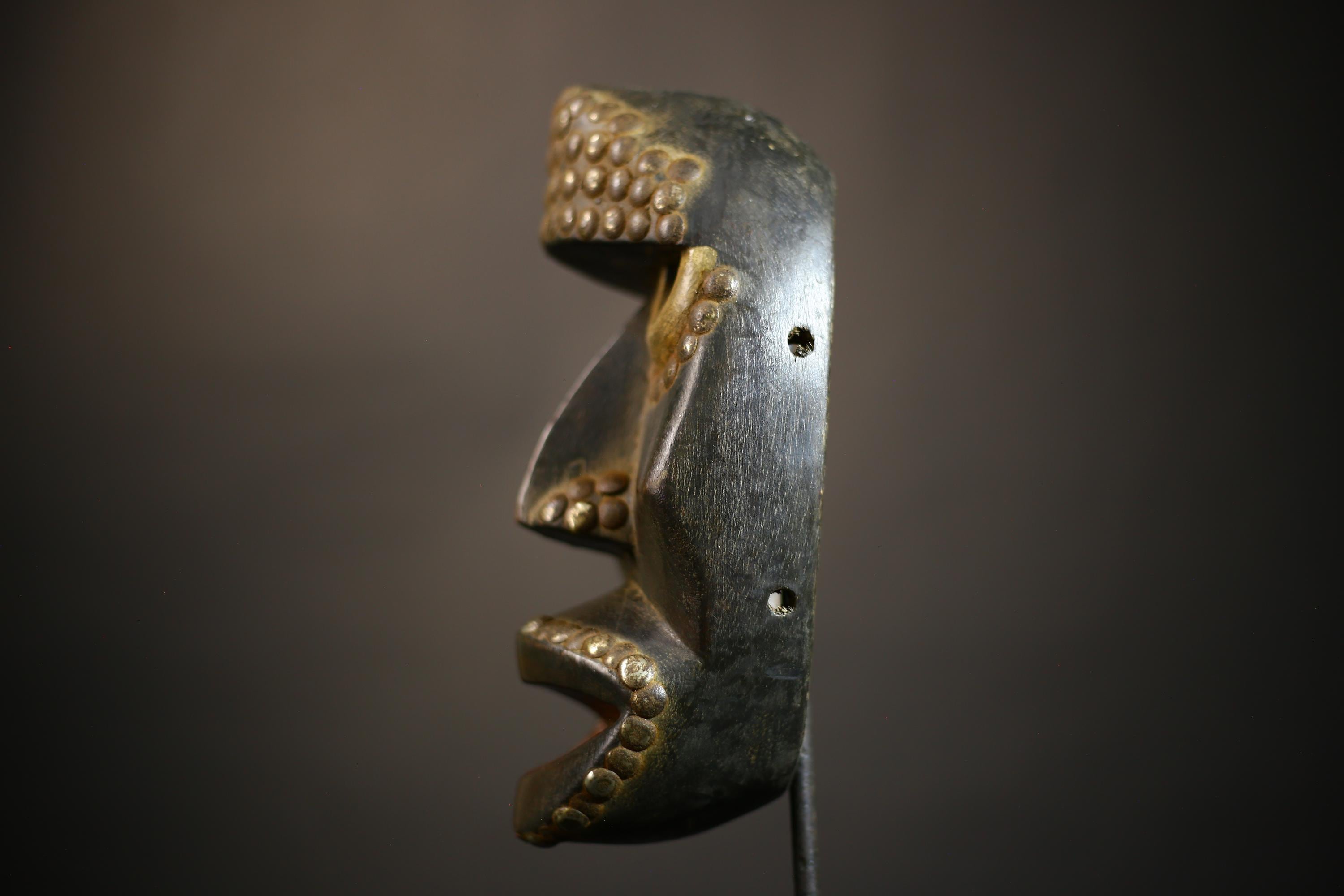 African Dan Mask | Vintage Hand Carved Wood | Tribal Face Art Decor | Unique Wall Hanging Piece | Ethnic Cultural Accent | Collector's-G4684