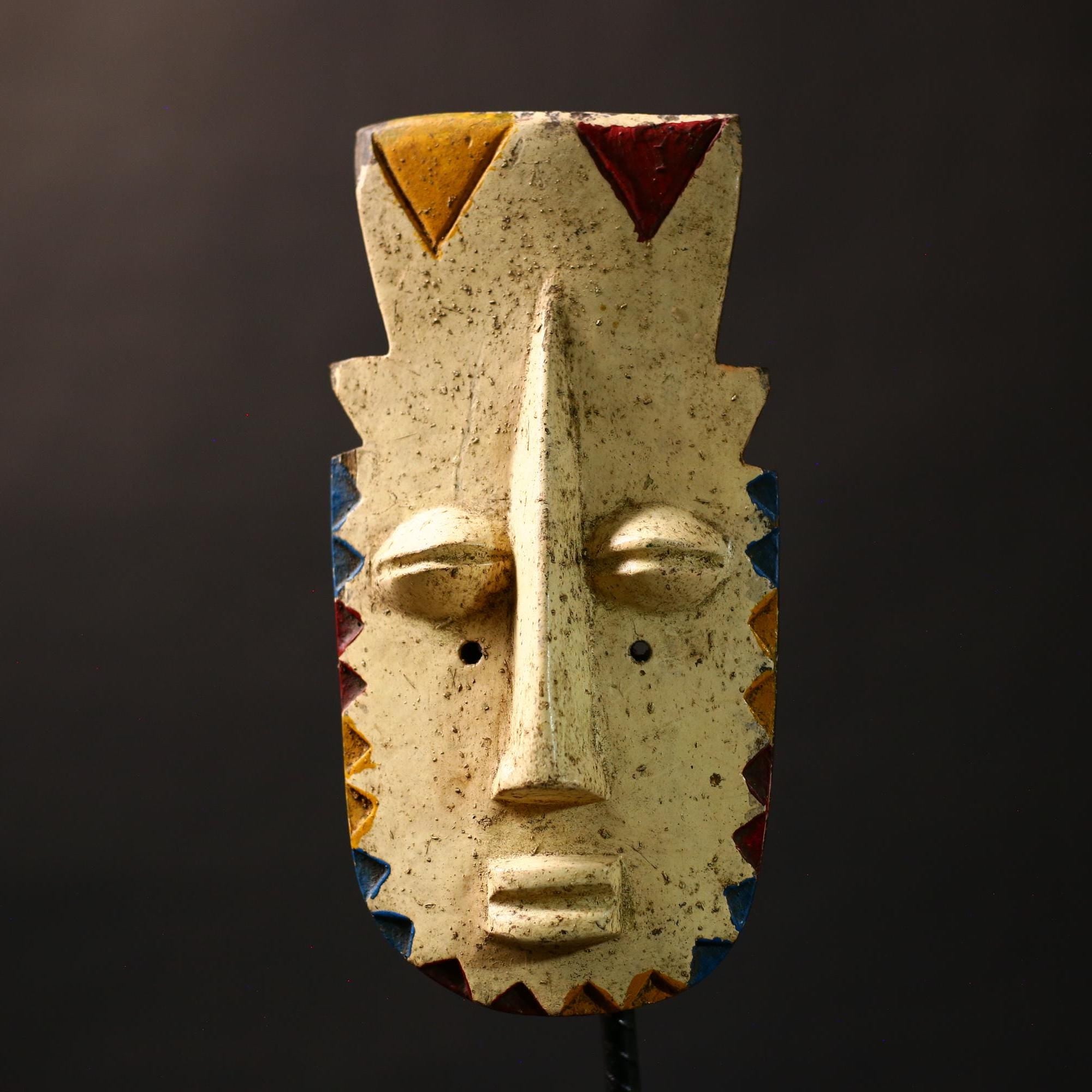 African Vintage BWE Tribal Masks | Handcrafted Wood Face Art | Unique Wall Décor | Ethnic Cultural Home Accent-8023