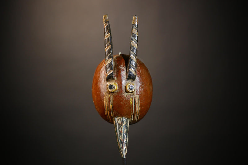 African Tribal Molo Bobo Helmet Mask Unique Wooden Face Art Home Decor | Handmade Ethnic Wall Hanging Gift -G4710