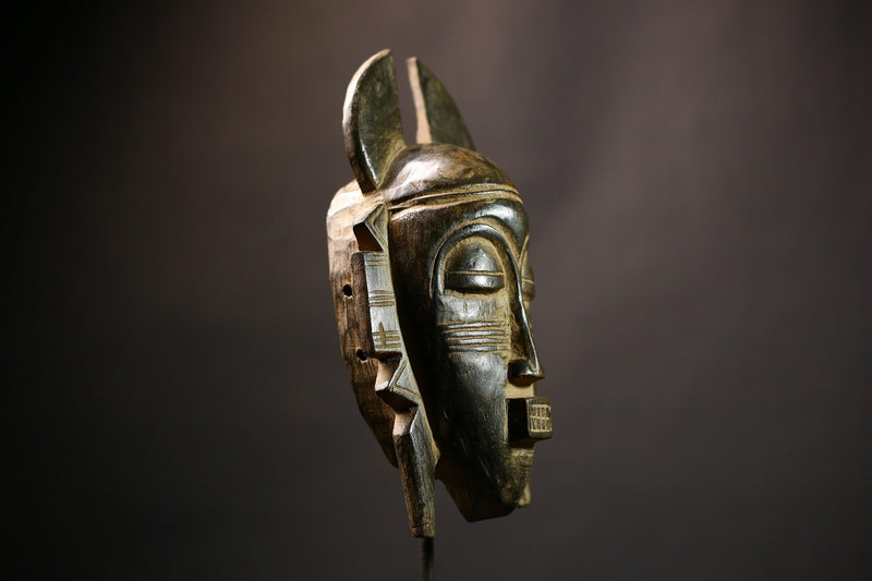 African Senufo Mask | Tribal Art Wood Carving | Cote d'Ivoire Decor | Handmade Mask | Unique Wall Art-G4487