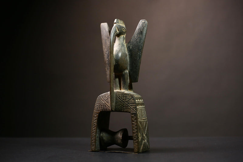 African Senufo Prosperity Bird Wood Statue Tribal Art Handmade Home Decor | Unique Artisan Sculpture | Ethnic Decorative Piece | -G4480