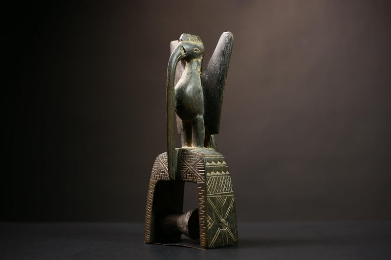 African Senufo Prosperity Bird Wood Statue Tribal Art Handmade Home Decor | Unique Artisan Sculpture | Ethnic Decorative Piece | -G4480