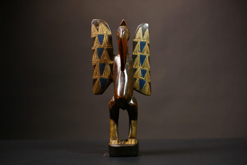 African Senufo Bird Statue Wooden Sculpture Tribal Art Home Decor Figurine | Unique Handcrafted Accent | Ethnic Artisan | Decorative -G4479