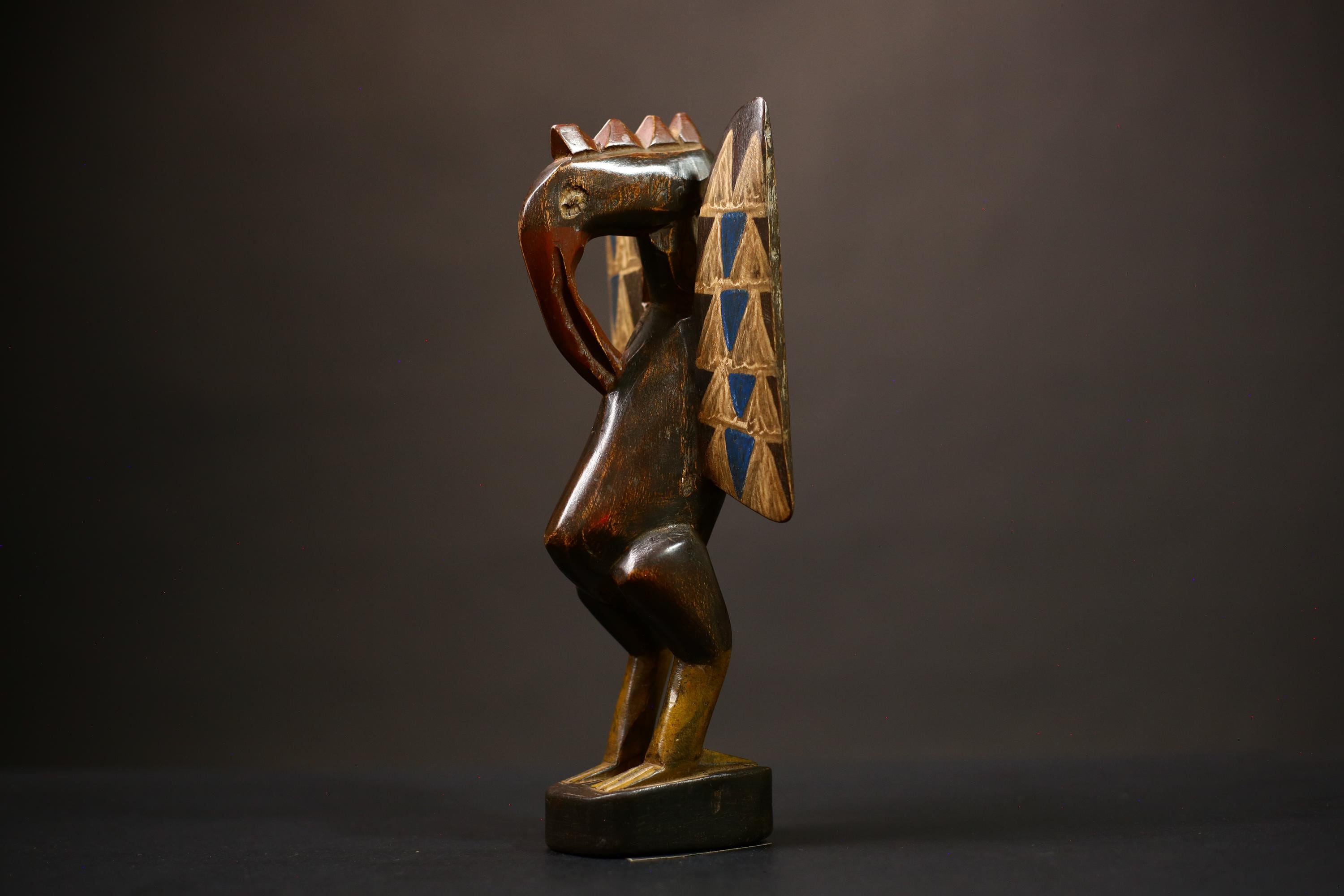 African Senufo Bird Statue Wooden Sculpture Tribal Art Home Decor Figurine | Unique Handcrafted Accent | Ethnic Artisan | Decorative -G4479
