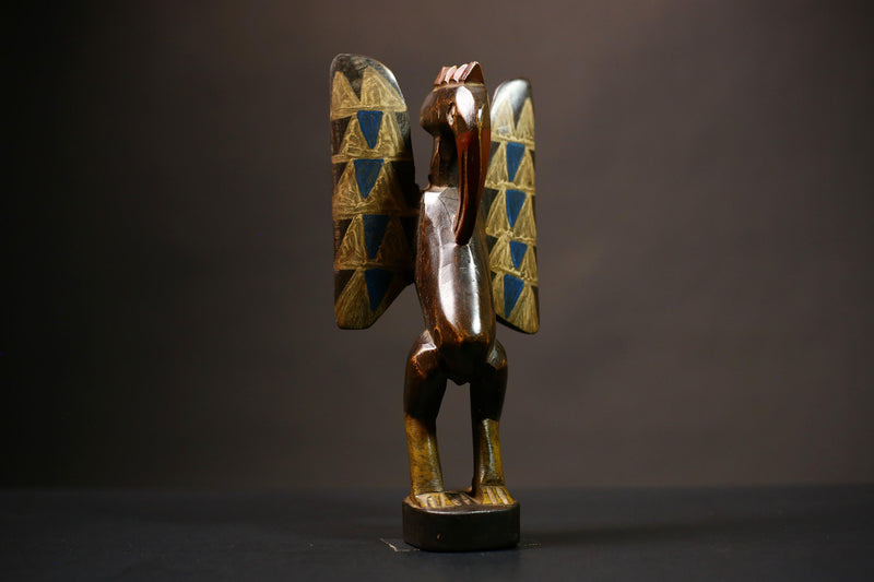 African Senufo Bird Statue Wooden Sculpture Tribal Art Home Decor Figurine | Unique Handcrafted Accent | Ethnic Artisan | Decorative -G4479