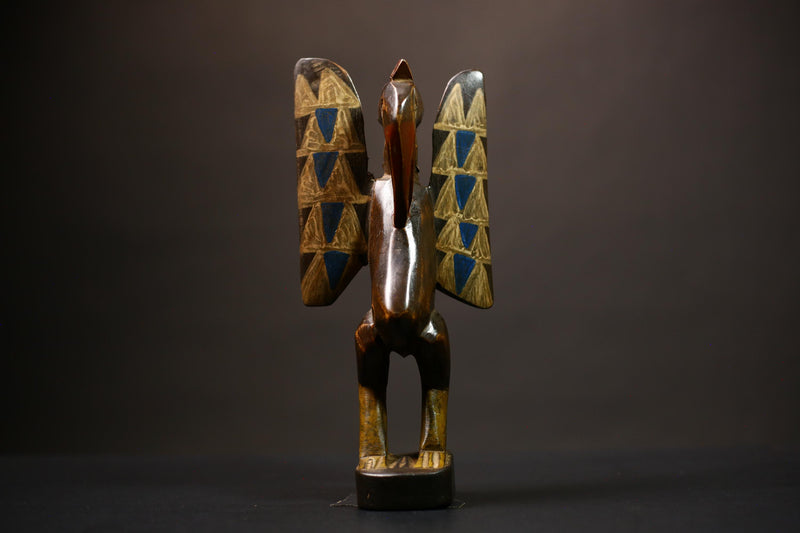 African Senufo Bird Statue Wooden Sculpture Tribal Art Home Decor Figurine | Unique Handcrafted Accent | Ethnic Artisan | Decorative -G4479