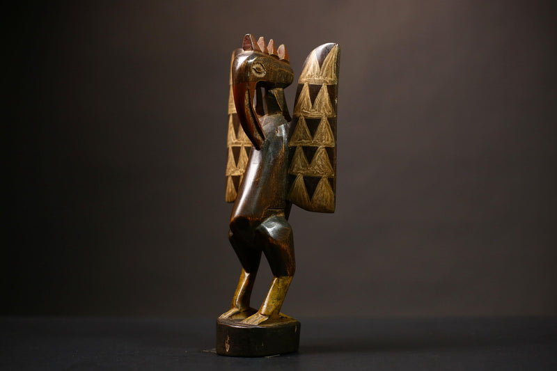 African Senufo Prosperity Bird Statue Wooden Sculpture Home Decor Art | Unique Handcrafted Piece | Ethnic Tribal Artwork | Decorative-G4478