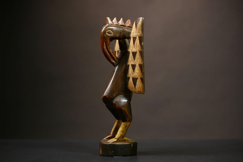 African Senufo Prosperity Bird Statue Wooden Sculpture Home Decor Art | Unique Handcrafted Piece | Ethnic Tribal Artwork | Decorative-G4478