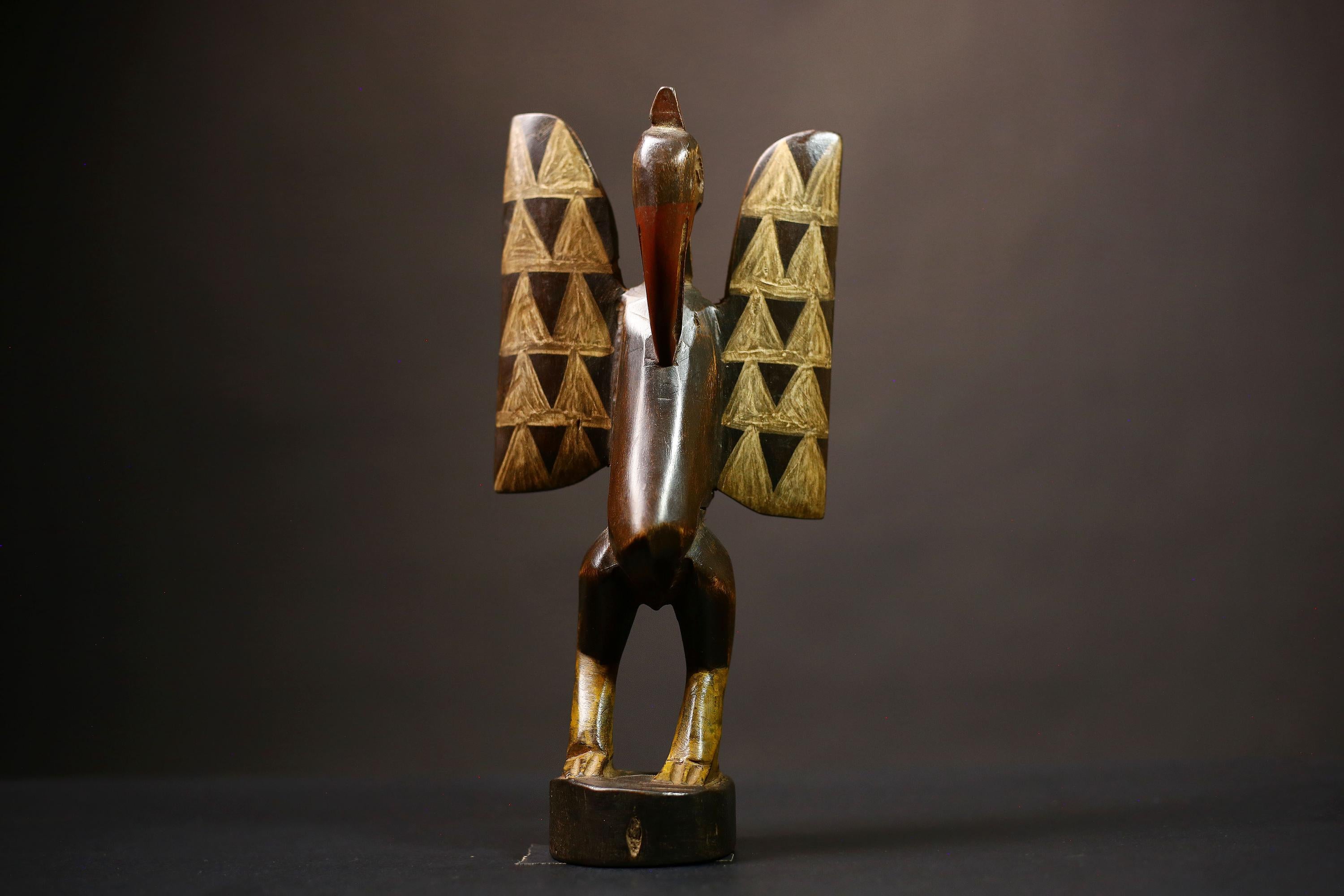 African Senufo Prosperity Bird Statue Wooden Sculpture Home Decor Art | Unique Handcrafted Piece | Ethnic Tribal Artwork | Decorative-G4478