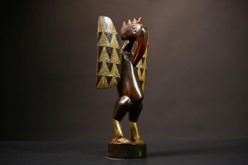 African Senufo Prosperity Bird Statue Wooden Sculpture Home Decor Art | Unique Handcrafted Piece | Ethnic Tribal Artwork | Decorative-G4478