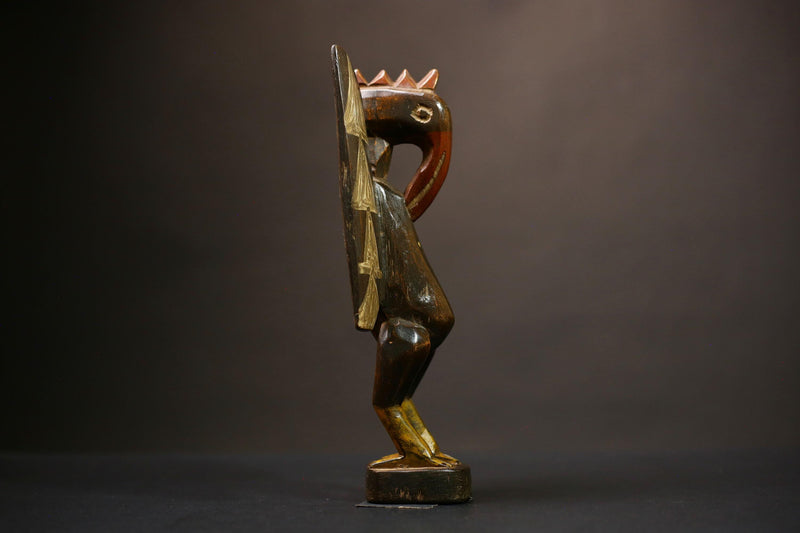 African Handmade Senufo Prosperity Bird Statue Wooden Decor Art Figurine | Unique Tribal Artwork | Ethnic Home Accent | Collectible-G4477