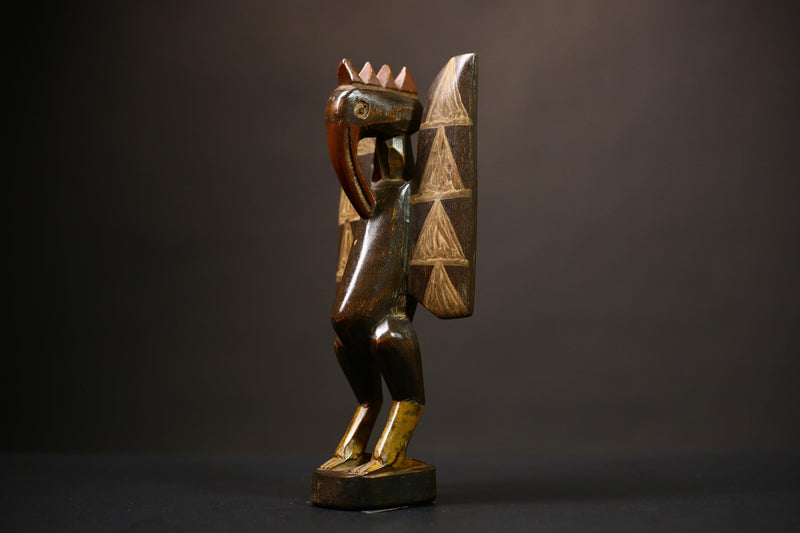 African Handmade Senufo Prosperity Bird Statue Wooden Decor Art Figurine | Unique Tribal Artwork | Ethnic Home Accent | Collectible-G4477