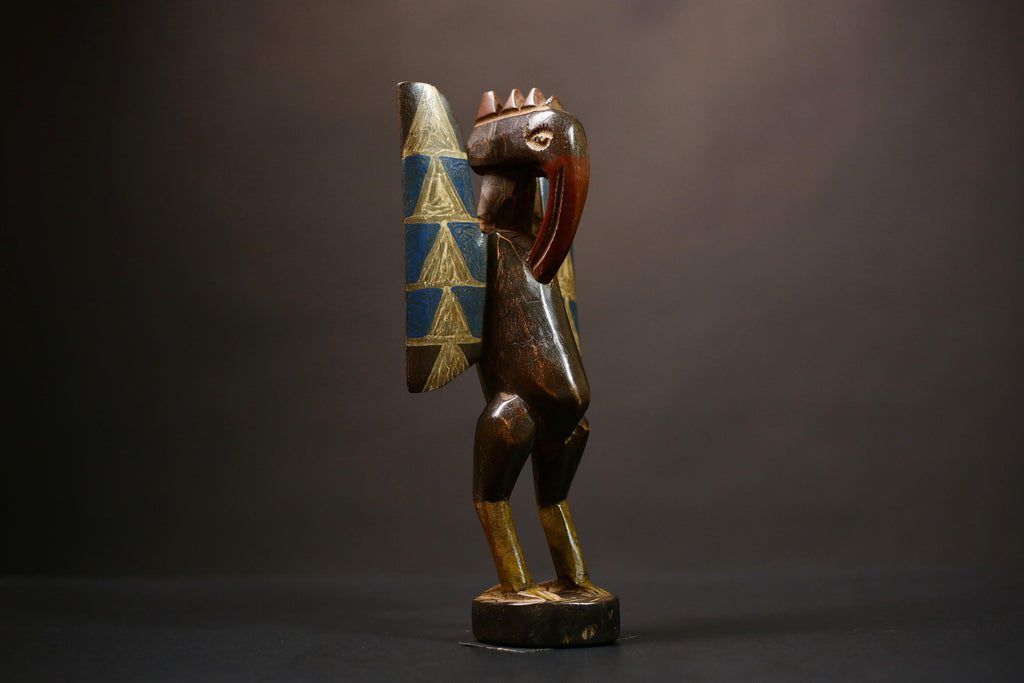 African Handmade Senufo Prosperity Bird Statue Carved Wooden Decor Art | Unique Tribal Sculpture | Ethnic Home Accent | Collectible-G4476