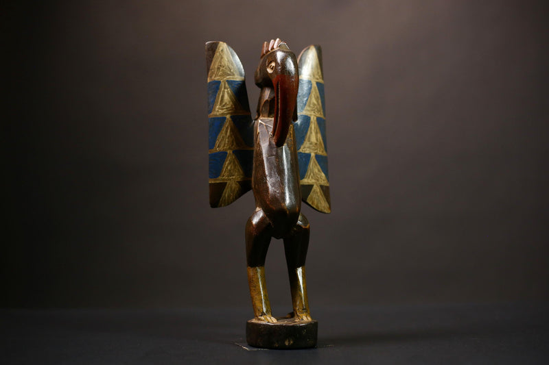 African Handmade Senufo Prosperity Bird Statue Carved Wooden Decor Art | Unique Tribal Sculpture | Ethnic Home Accent | Collectible-G4476