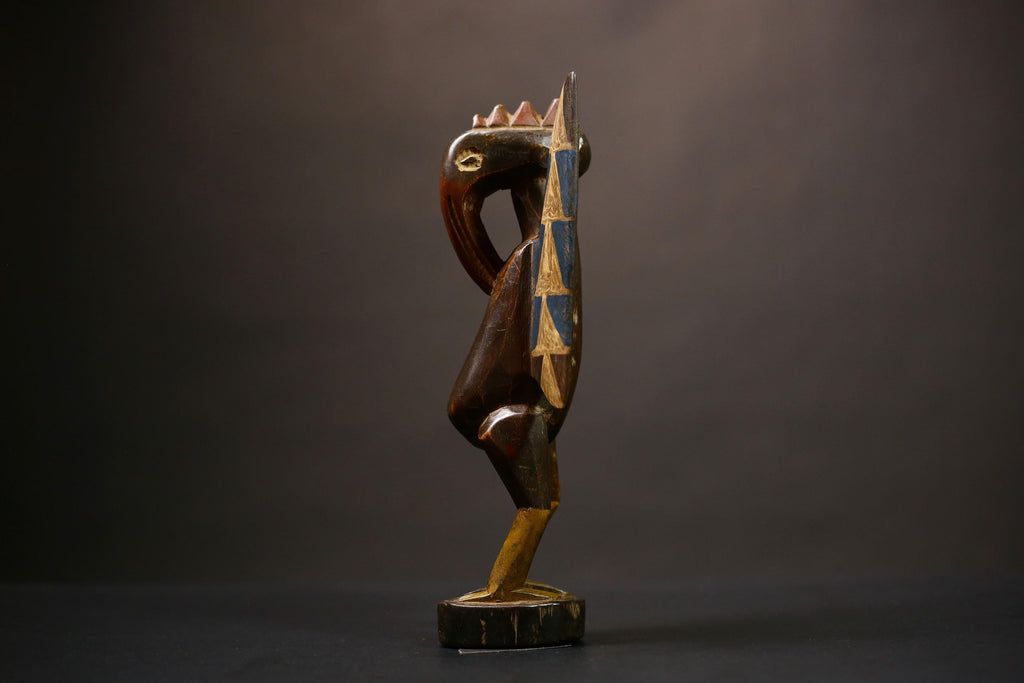 African Handmade Senufo Prosperity Bird Statue Carved Wooden Decor Art | Unique Tribal Sculpture | Ethnic Home Accent | Collectible-G4476