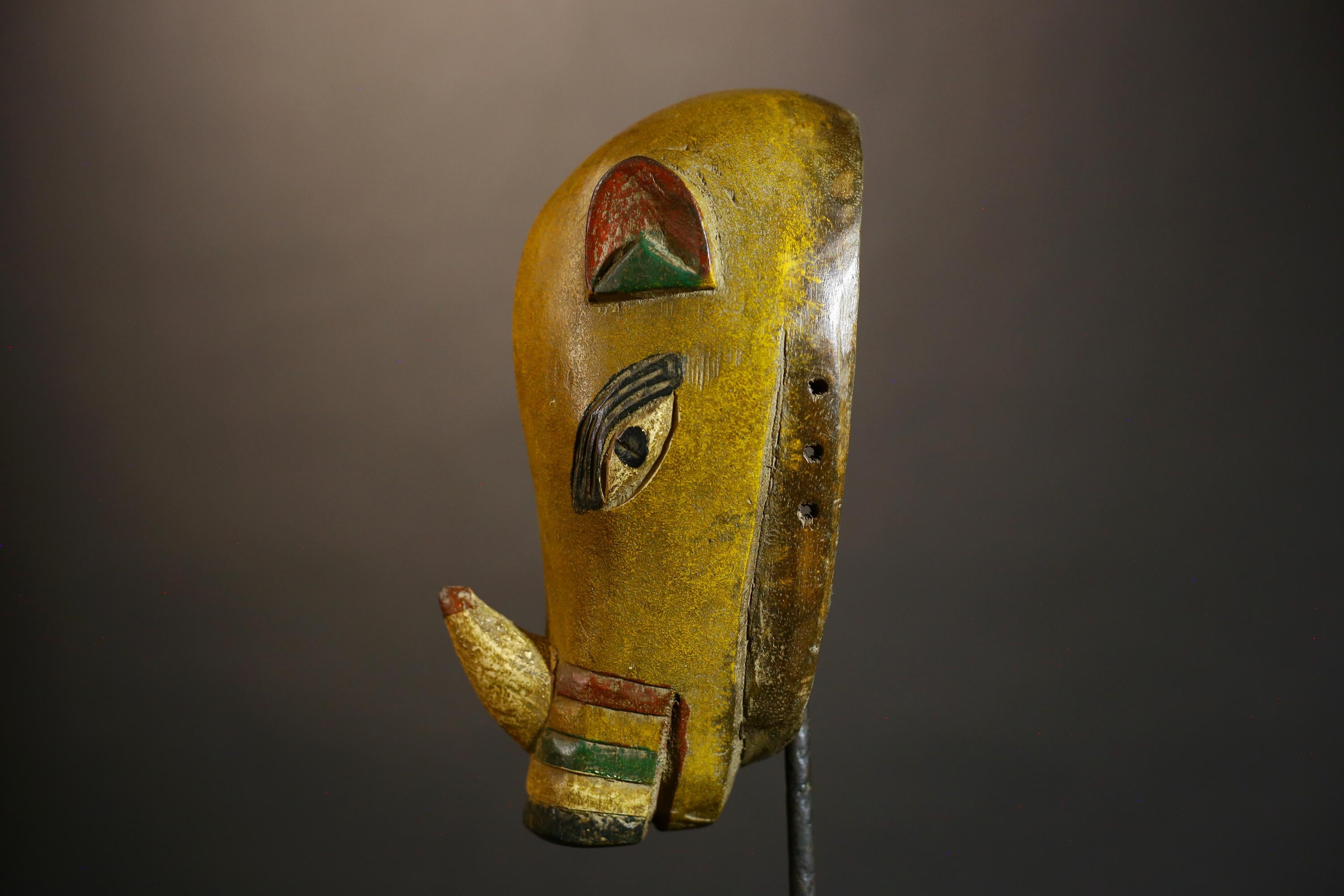 African Handmade Mask from Cameroon | Babanki Tribe Rhinoceros Design | Authentic Tribal Art Sculpture | Unique Wooden Wall Decor-G4720