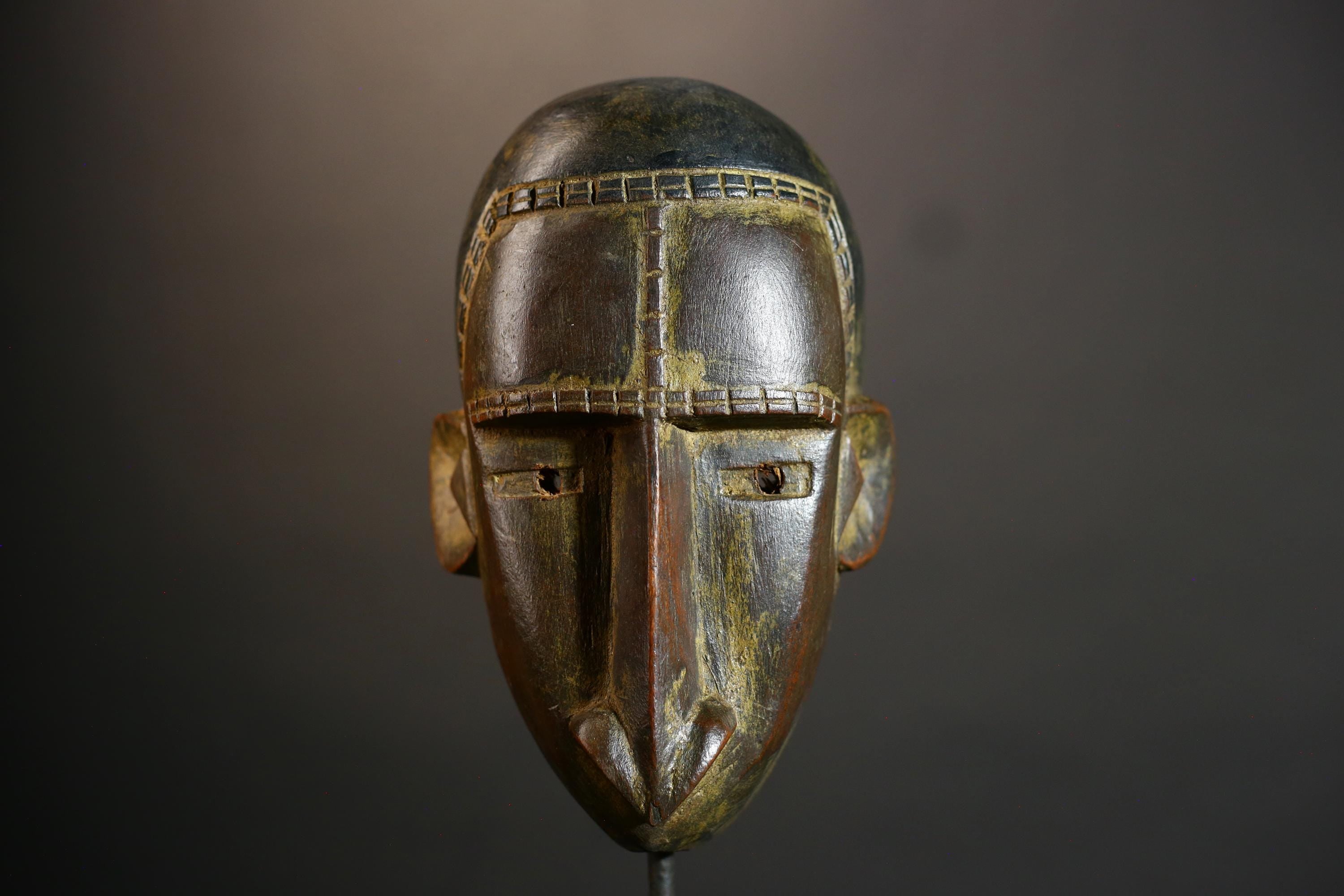 African Artful Mask from Bena Lulua | Handmade Wood Carving from Congo | Unique Tribal Decor | Cultural Wall Art for Home-G4719
