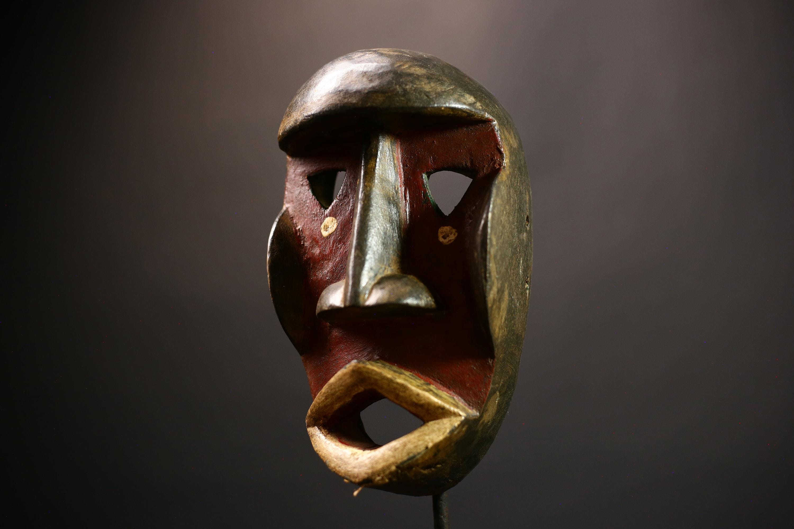 Hand Carved African Mask Wooden Dan Karan Decor | Unique Wall Art Decor | Tribal Art | Ethnic Home Decor | Handmade Gift Idea-G4505