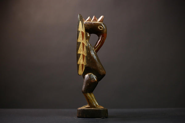 African Senufo Wood Bird Sculpture | Unique Handcrafted Art Item | Artisan Ethnic Decor | Perfect for Collectors | Gift Idea -G4495