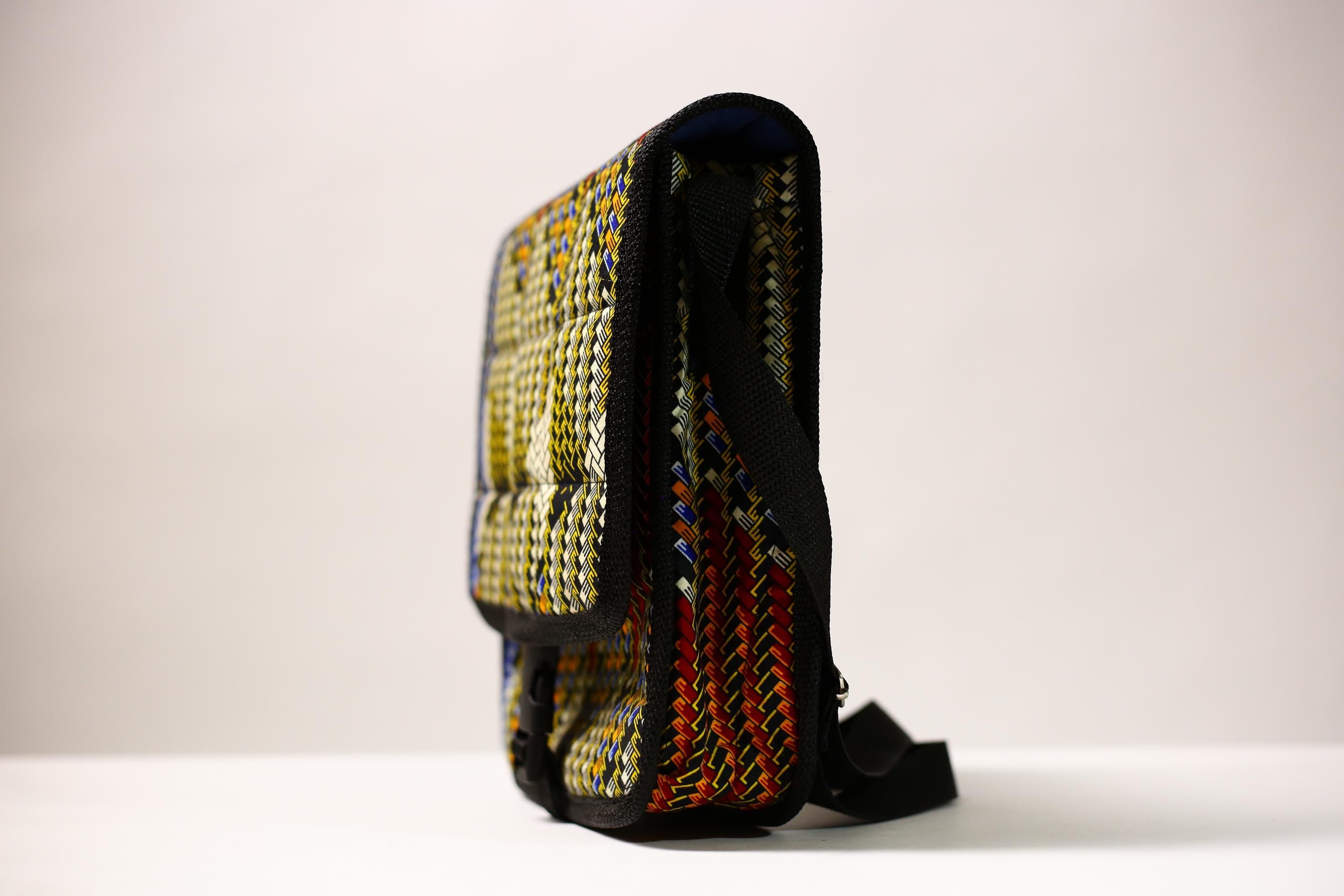 African Kanta Design Backpack | Stylish School College Bag | Unique Travel Daypack | Durable Bookbag for Everyday Use | Trendy Item-G4494