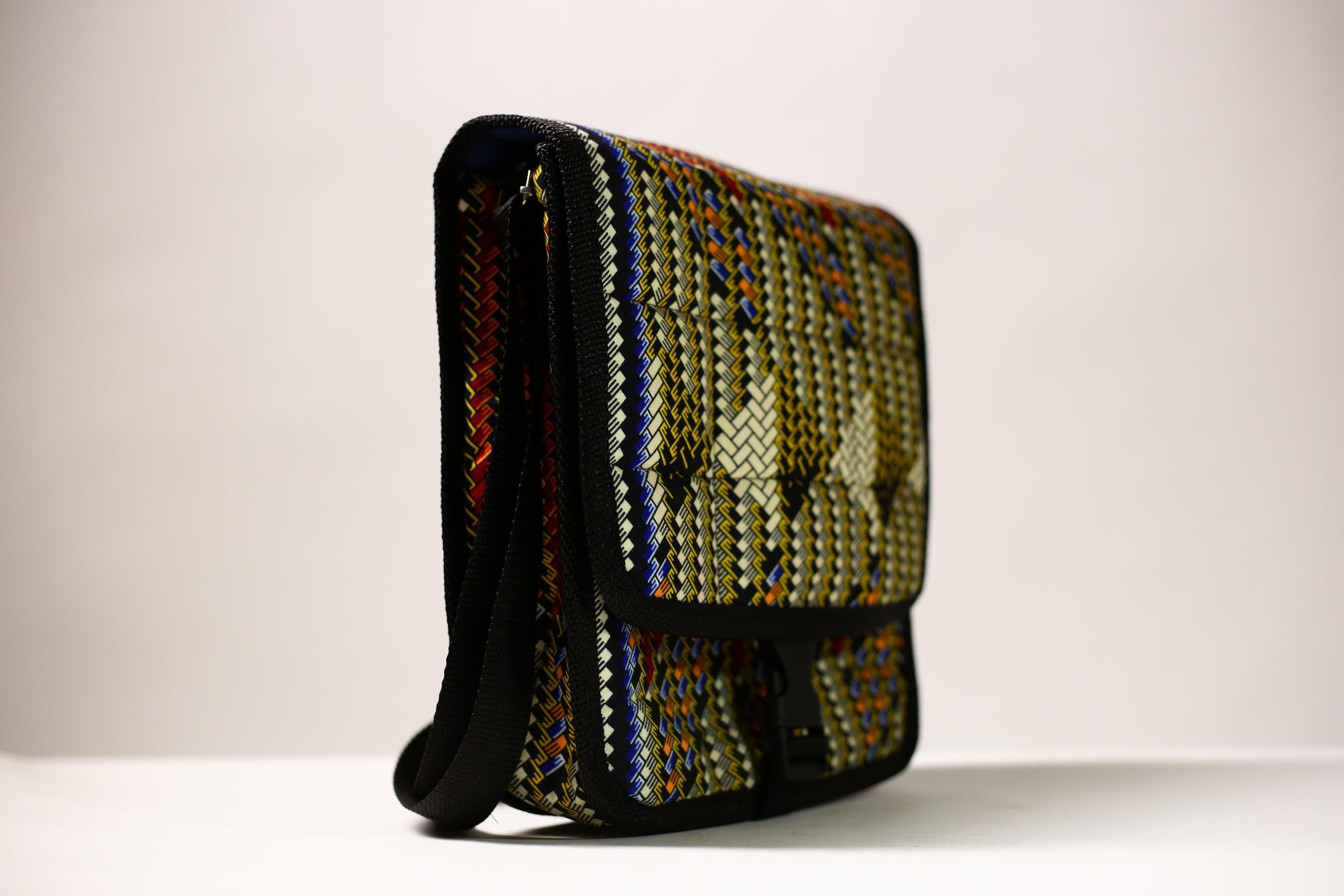 African Kanta Design Backpack | Stylish School College Bag | Unique Travel Daypack | Durable Bookbag for Everyday Use | Trendy Item-G4494
