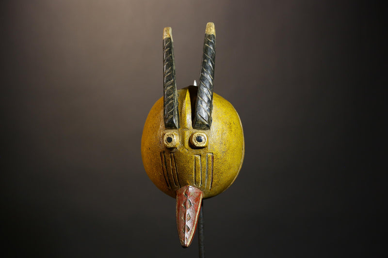 African Tribal Molo Bobo Masks | Unique Wooden Helmet Face Art | Decorative Home Decor for Ethnic Wall Display and Cultural Accent-G4721