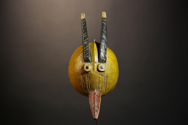 African Tribal Molo Bobo Masks | Unique Wooden Helmet Face Art | Decorative Home Decor for Ethnic Wall Display and Cultural Accent-G4721