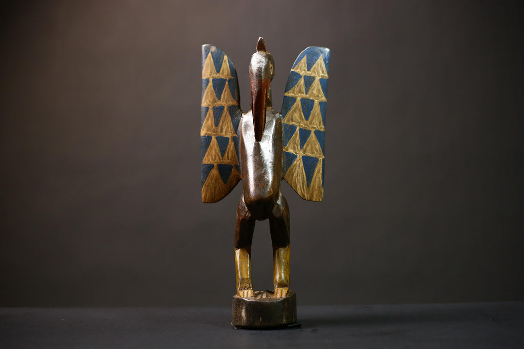African Authentic Senufo Bird Sculpture from Cultures Ethnicities | Unique African Home Decor Collectible Art Piece   -G4515