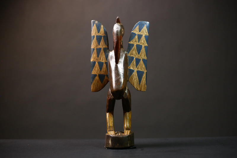 African Authentic Senufo Bird Sculpture from Cultures Ethnicities | Unique African Home Decor Collectible Art Piece   -G4515