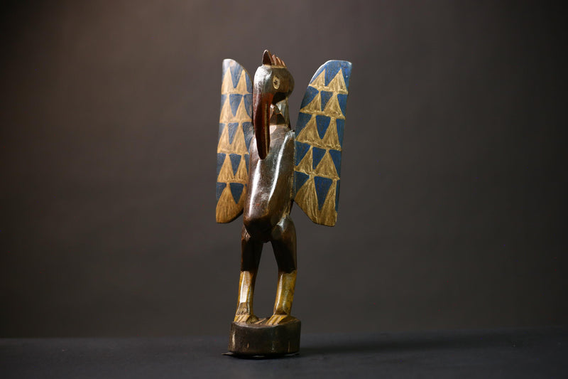 African Authentic Senufo Bird Sculpture from Cultures Ethnicities | Unique African Home Decor Collectible Art Piece   -G4515