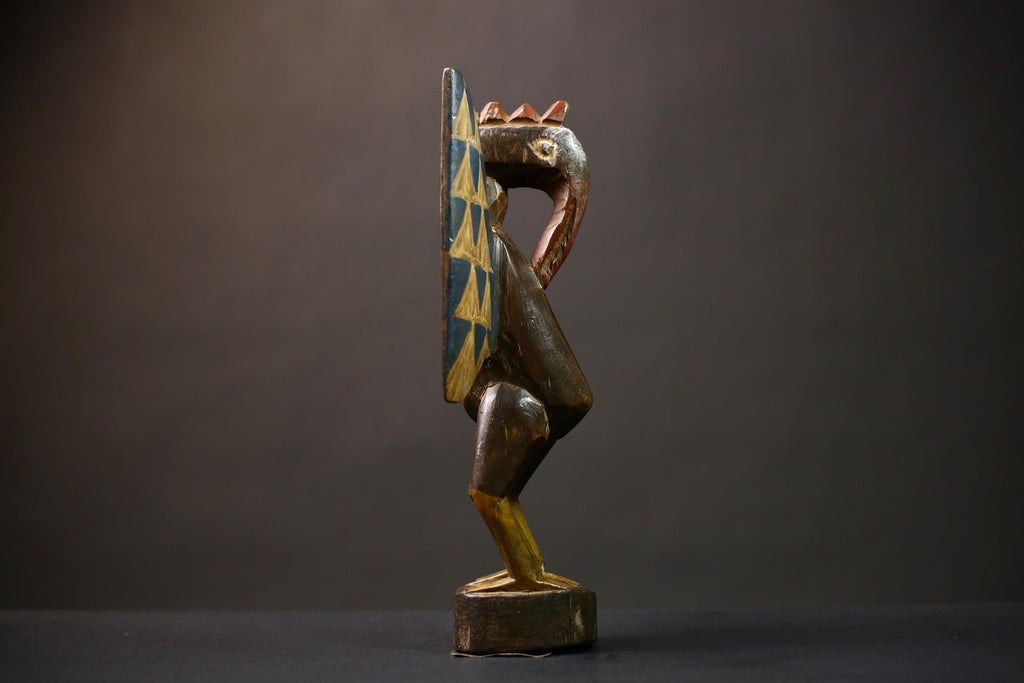African Authentic Senufo Bird Sculpture from Cultures Ethnicities | Unique African Home Decor Collectible Art Piece   -G4515