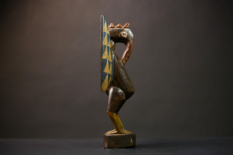 African Authentic Senufo Bird Sculpture from Cultures Ethnicities | Unique African Home Decor Collectible Art Piece   -G4515