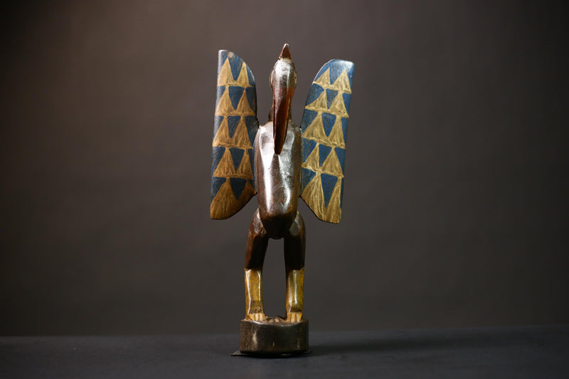 African Authentic Senufo Bird Sculpture from Cultures Ethnicities | Unique African Home Decor Collectible Art Piece   -G4515