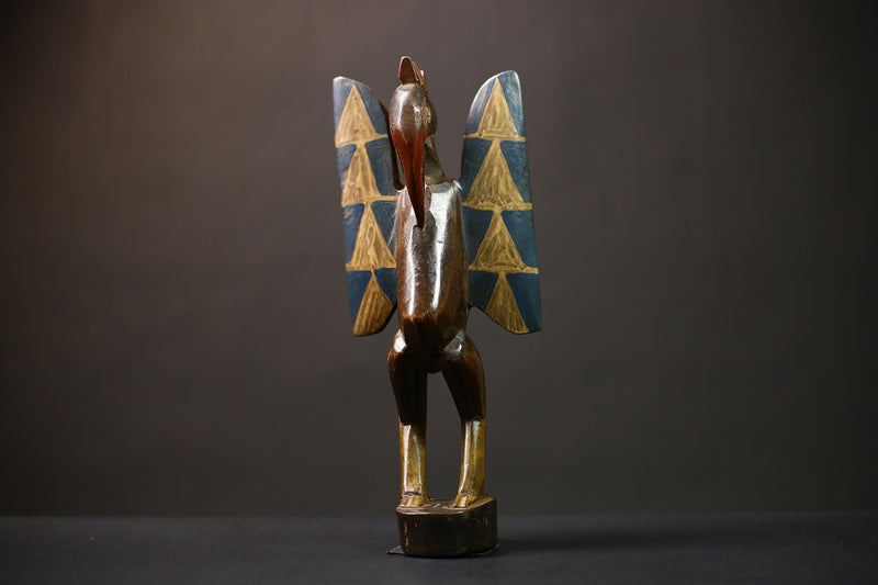 African Senufo Wooden Bird Sculpture Unique Artwork Collectible Decor | Handcrafted Ethnic Art for Home and Office-G4514