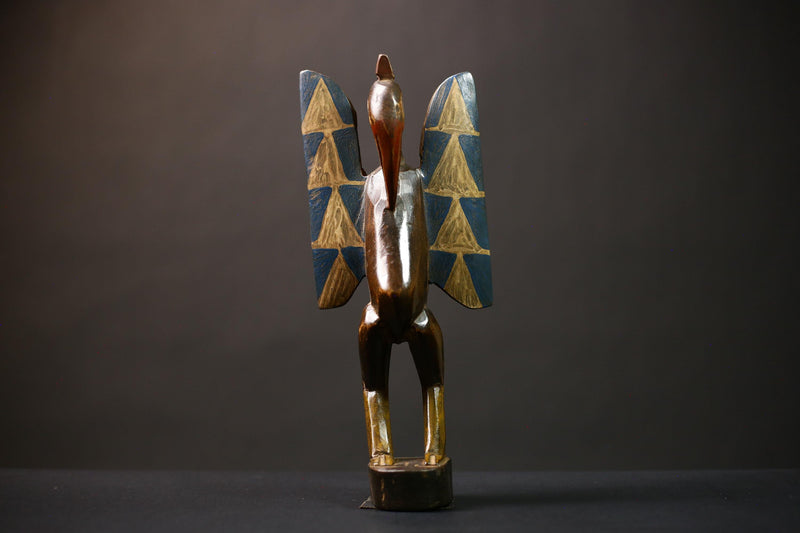 African Senufo Wooden Bird Sculpture Unique Artwork Collectible Decor | Handcrafted Ethnic Art for Home and Office-G4514