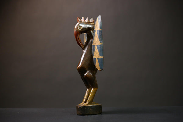 African Senufo Wooden Bird Sculpture Unique Artwork Collectible Decor | Handcrafted Ethnic Art for Home and Office-G4514