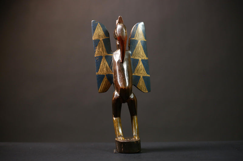 African Senufo Wooden Bird Sculpture Unique Artwork Collectible Decor | Handcrafted Ethnic Art for Home and Office-G4514