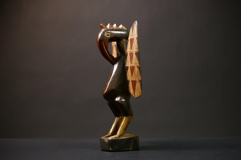 African Senufo Wood Mask Bird Sculpture Authentic Collectible Artwork | Unique Ethnic Decor for Home and Gallery Display-G4513