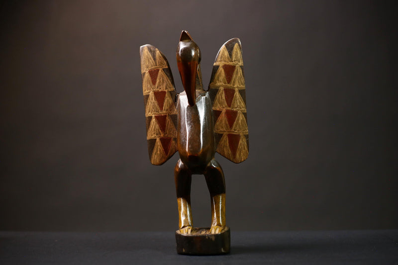 African Senufo Bird Statue | Handmade Carved Wood Figurine | Unique Prosperity Decor | Cultural Art for Home | Gift Idea -G4529