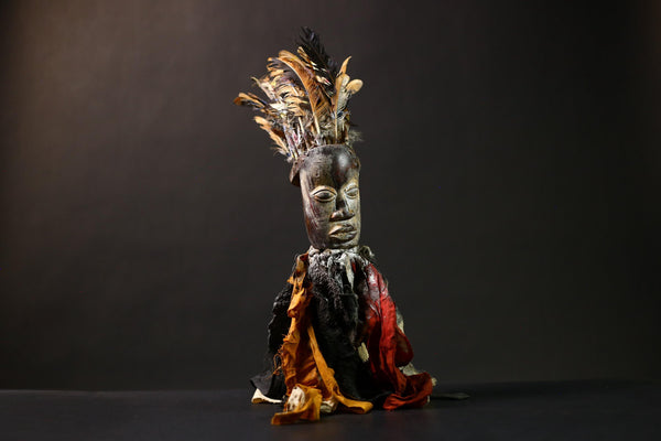 African Authentic Nkisi Nkondi Power Figure Tribal Art Sculpture | Unique Home Decor Piece for Collectors and Enthusiasts-G4510